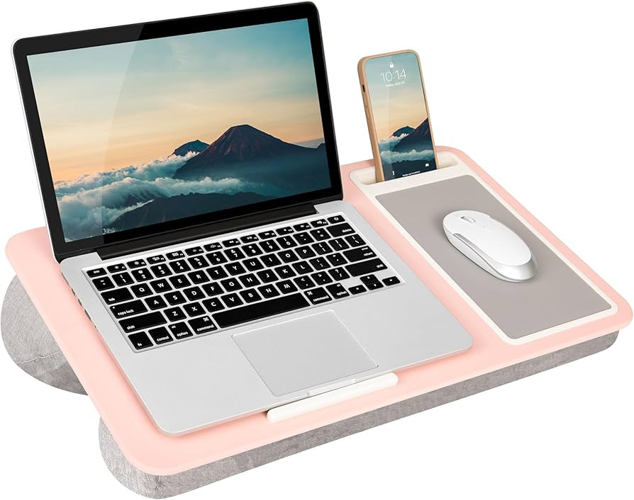 LAPGEAR Home Office Lap Desk with Device Ledge, Mouse Pad, and Phone Holder - Pink - Fits up to 1... | Amazon (US)