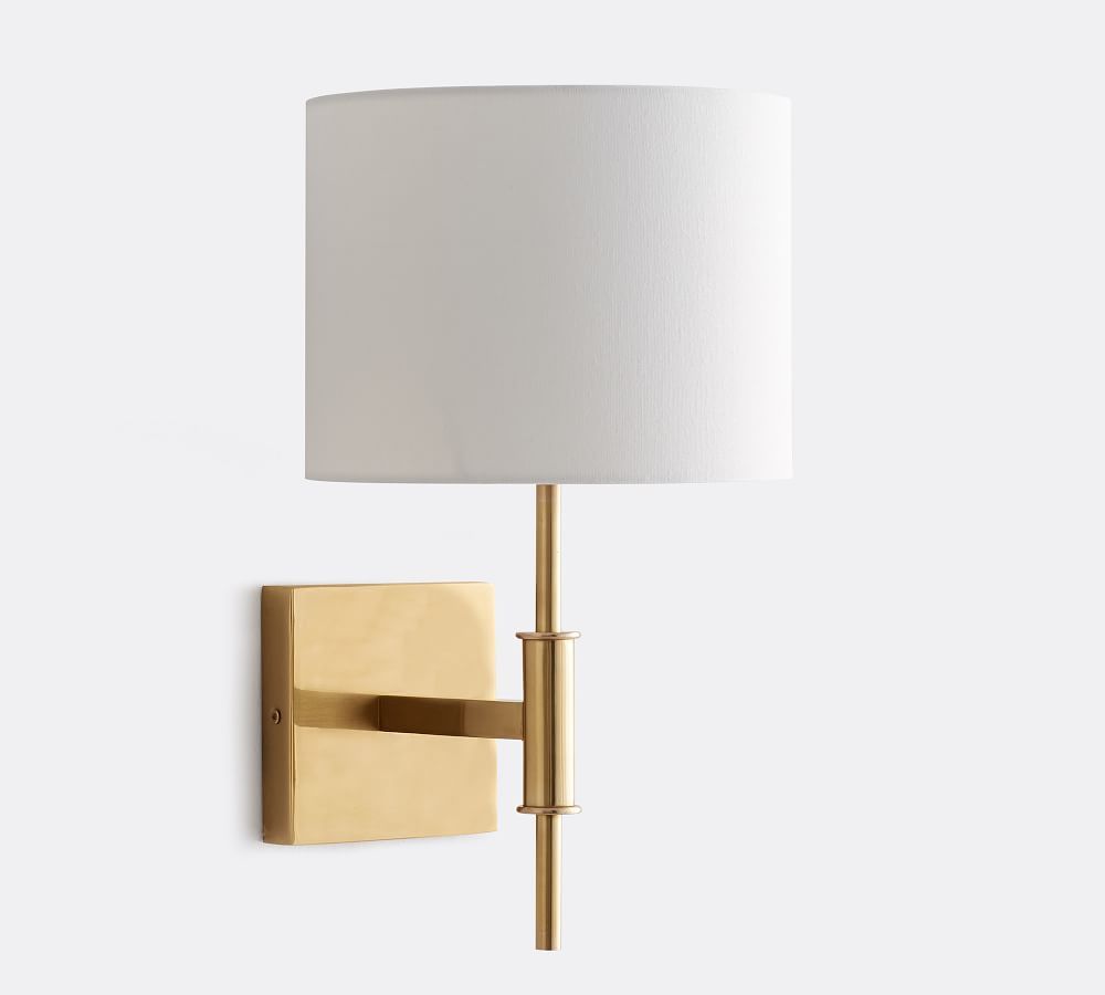 Atticus Metal Sconce with Shade, Brass | Pottery Barn (US)