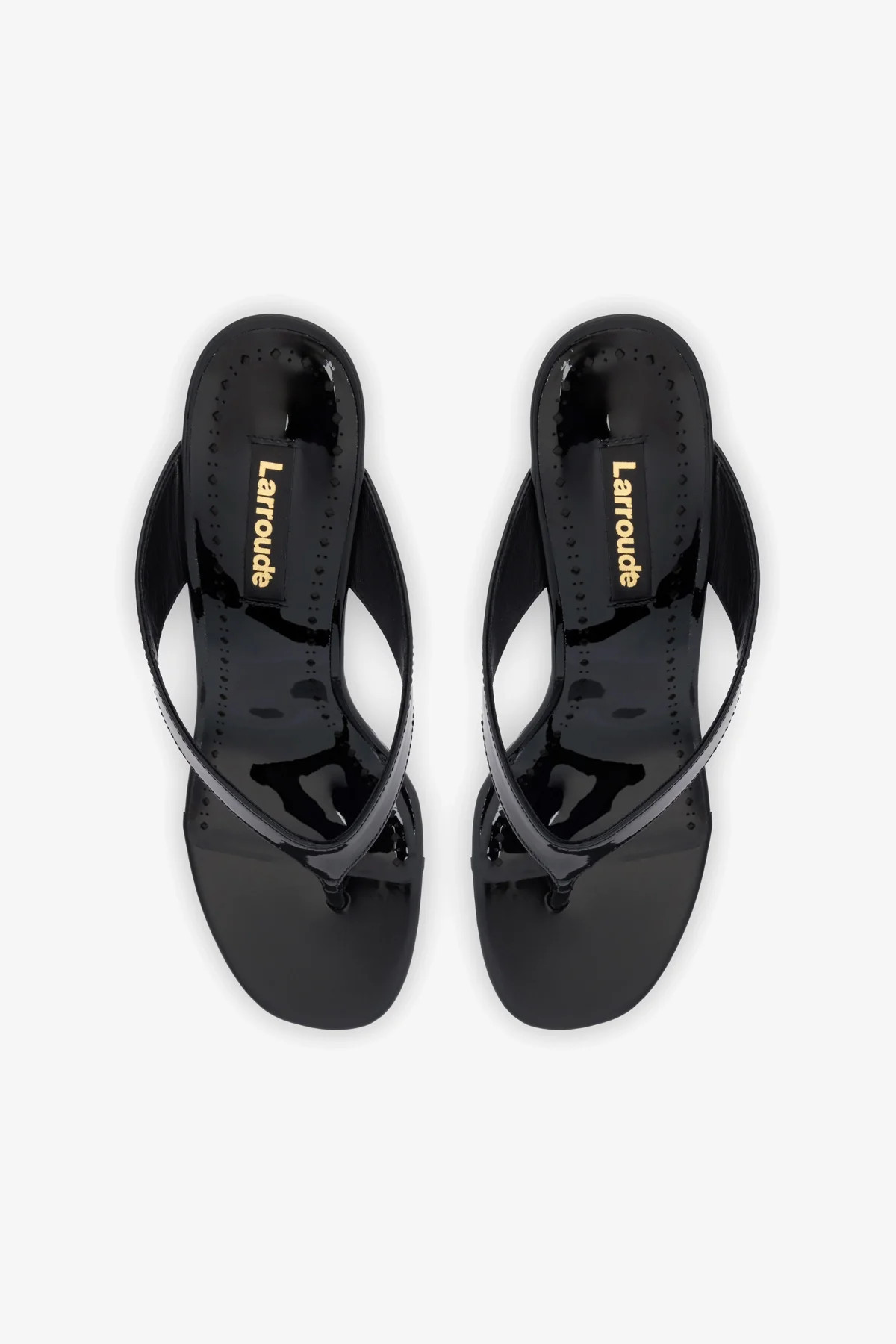 Gaia Wedge Sandal In Black Leather | Larroude