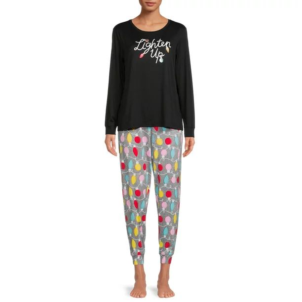 Secret Treasures Women's and Women's Plus Long Sleeve Shirt and Joggers Pajama Set, 2-Piece | Walmart (US)