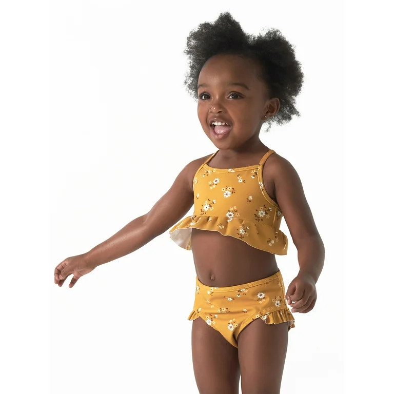 Modern Moments by Gerber Baby and Toddler Girls Ruffle Bikini with UPF 50+, 2-Piece, Sizes 12M-5T | Walmart (US)