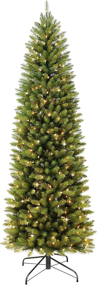 Puleo International 7.5ft Pre-Lit Slim Fraser Fir Christmas Tree with 350 Clear Lights, 1188 Real... | Amazon (US)
