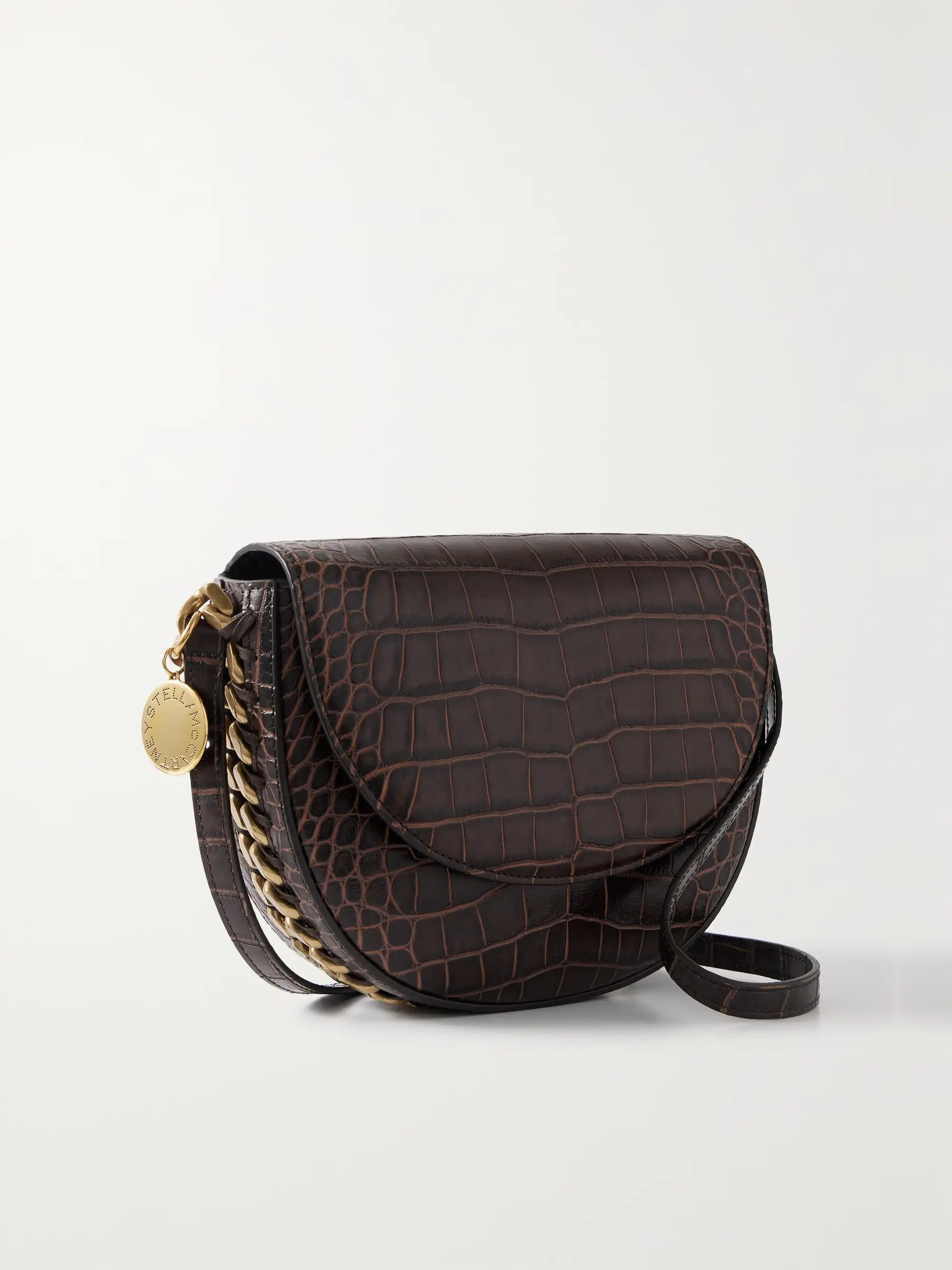 + NET SUSTAIN Frayme medium embellished vegetarian croc-effect leather shoulder bag | NET-A-PORTER (US)