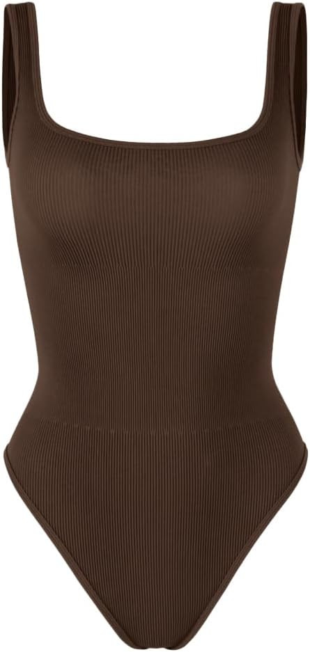 ODODOS 2 Pack Seamless Bodysuit for Women Ribbed Tank Top Sexy Sleeveless Bodysuits | Amazon (US)
