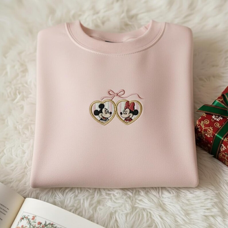 Embroidered Mickey Minnie Coquette Valentine Shirt, Disney Pink Bow Locket Tee, Romantic Disney L... | Etsy (US)
