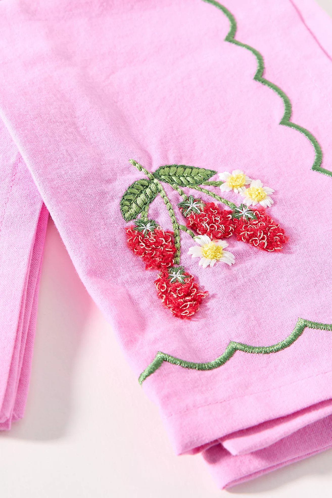 Berry Embroidered Cotton Napkins, Set of 4 | Anthropologie (US)