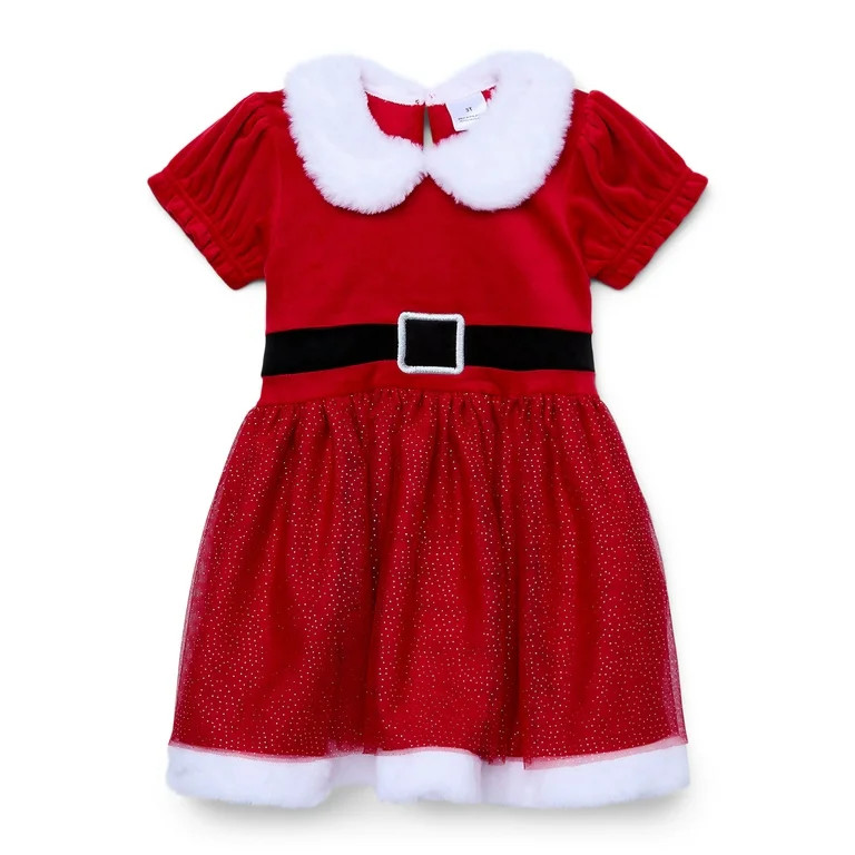 Toddler Girl Santa Velour Cosplay Dress, Sizes 12M-5T | Walmart (US)