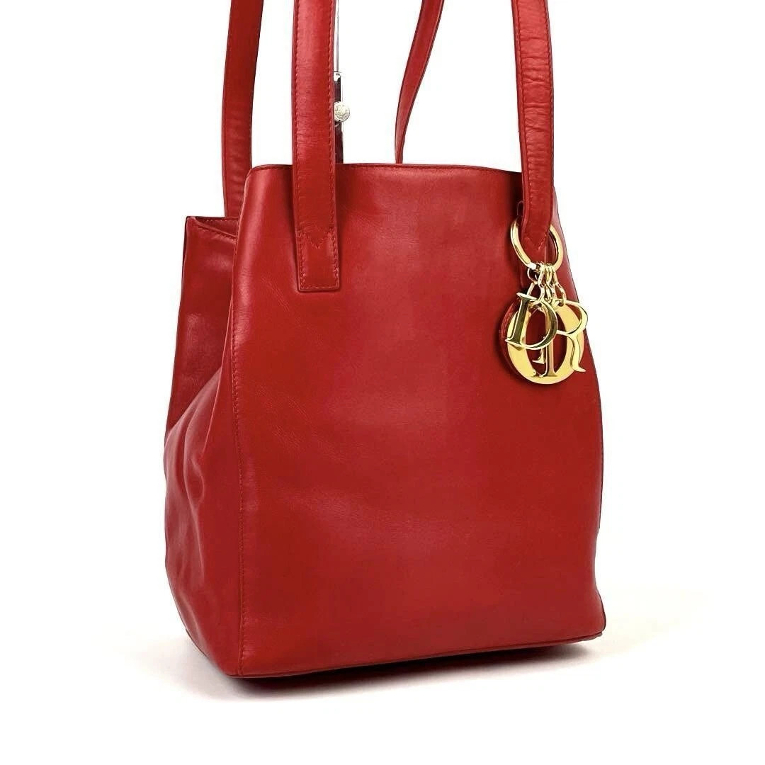 CHRISTIAN DIOR One Shoulder Bag Cannage Leather Red Authentic  | eBay | eBay US