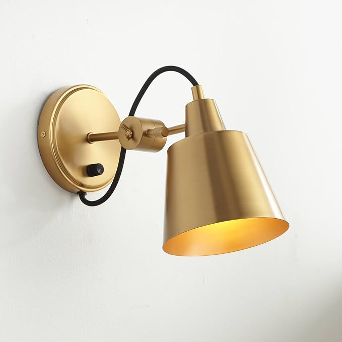 Possini Euro Design Capetown Modern Wall Sconce Lighting Warm Brass Gold Hardwired 5 3/4" Wide Fi... | Amazon (US)