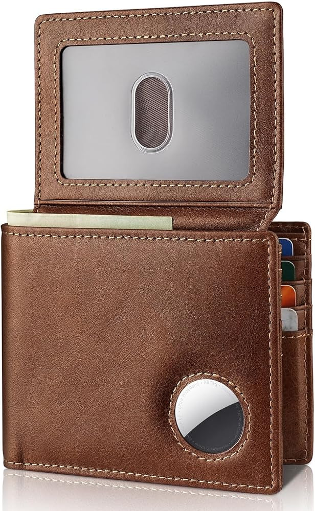 AirTag Wallet - Genuine Leather RFID Blocking Wallet with AirTag Holder - Bifold Air Tag Wallets ... | Amazon (US)