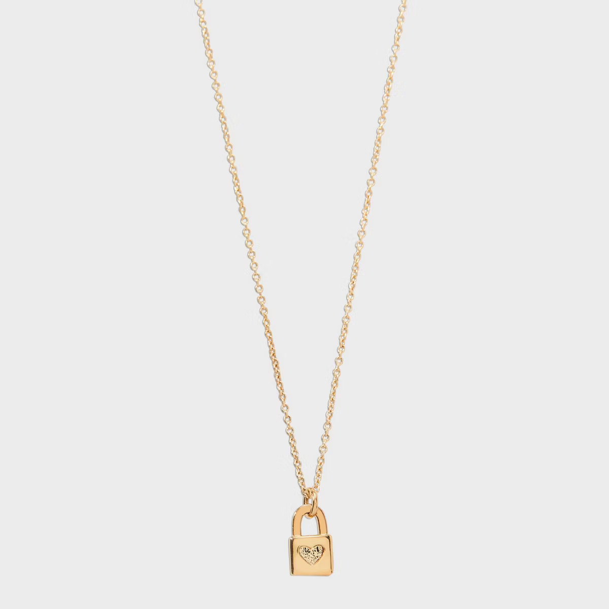 Tiny Tags 14K Gold Ion Plated Lock Necklace - Gold | Target