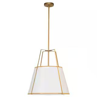 Dainolite Trapazoid 1-Light Gold Pendant with Laminated Fabric Shade-TRA-1P-GLD-WH - The Home Dep... | The Home Depot