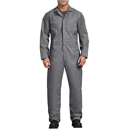 Dickies Men’s Deluxe Long Sleeve Coveralls – 7.5 oz Twill Mechanic Jumpsuit with Zipper Front Industrial Uniform Fit, Gray, Small Regular | Amazon (US)