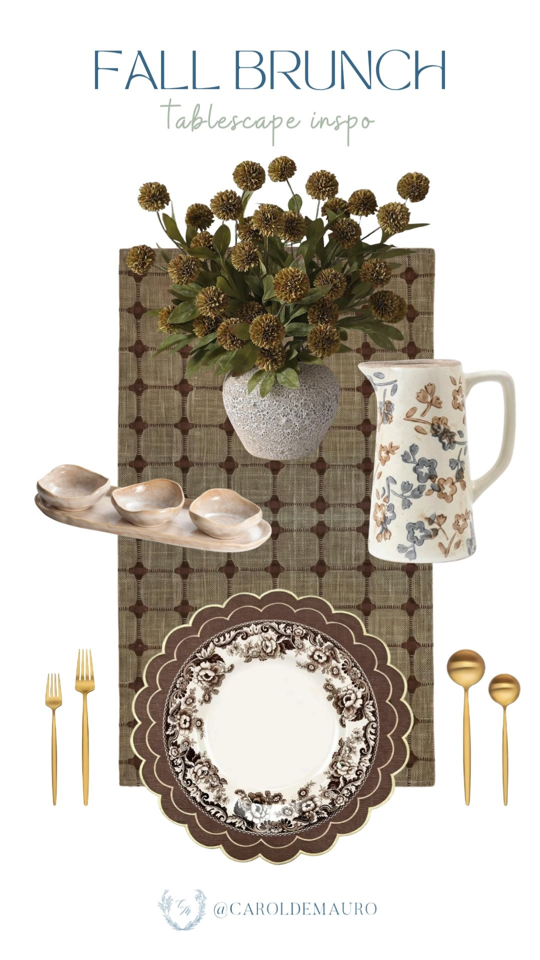Gold flatware, floral plates, and a rustic vase make the perfect fall brunch tablescape. Cozy, elegant, and so easy to recreate!

fall brunch tablescape, fall table setting, brunch decor ideas, floral dinnerware, autumn hosting inspo, tablescape styling, fall entertaining

#LTKfoodie #LTKHome #LTKSeasonal