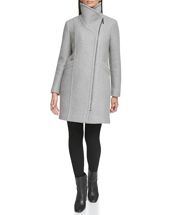Kenneth Cole Women's Coat, Boucle Wool Light Grey, X-Large | Amazon (US)