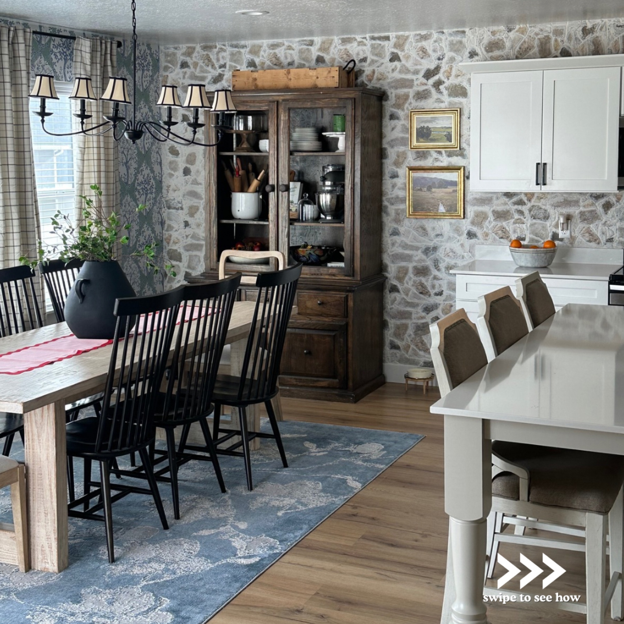 Love how cozy our kitchen is with the faux stone and the blue rug. We moved it from the living room and I love how it pulls this space together. This rug is a bit smaller than the other one was and I love this size in here! I feel like it fits the space much better. All here for cozy vibes this year! 

#LTKStyleTip #LTKHome #LTKSeasonal