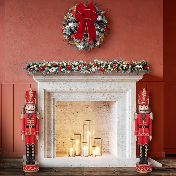 Haute Decor 37 Inch Tall Christmas Nutcracker (Set of 2 - Red, Gold) | Amazon (US)