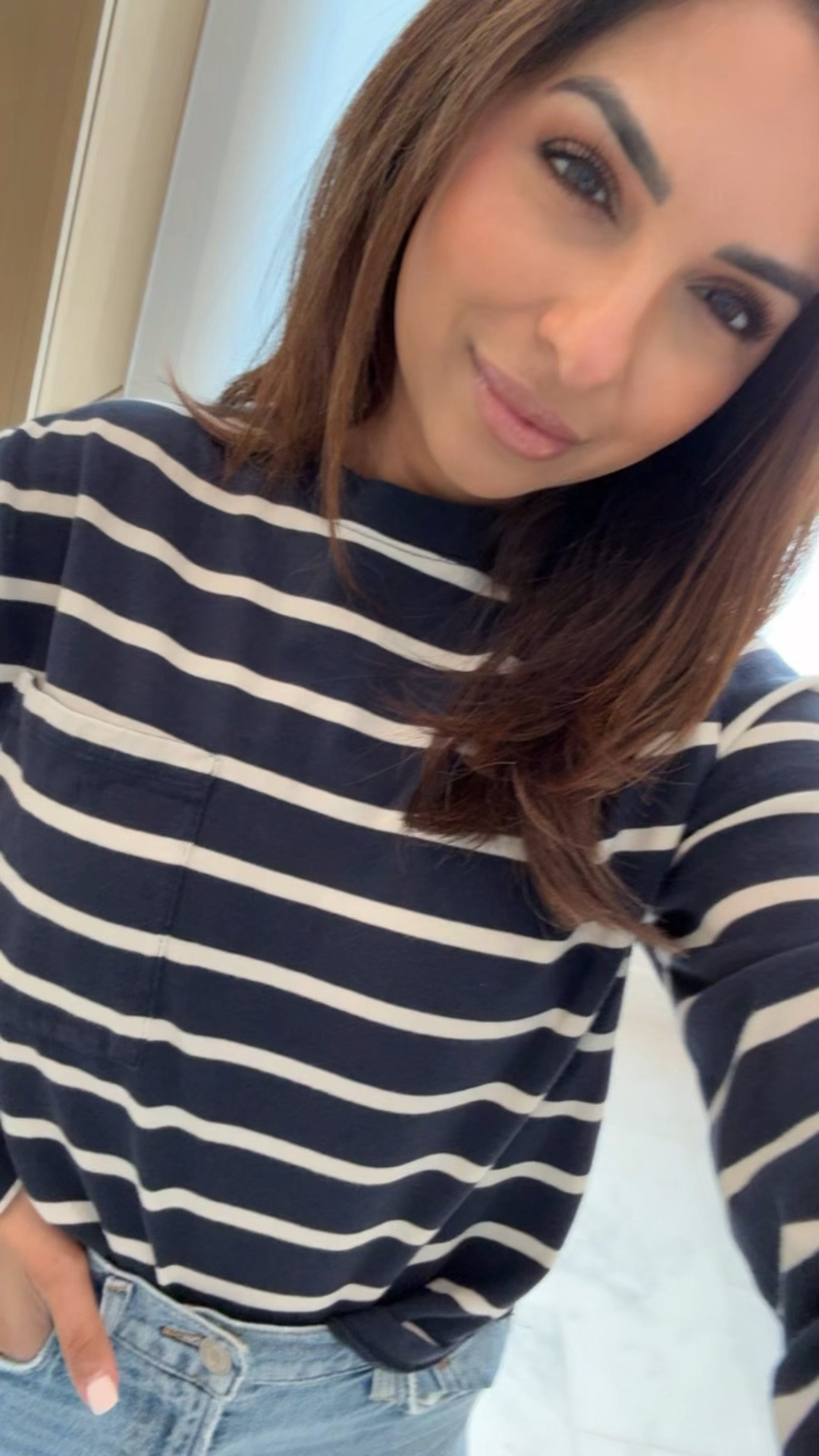 Wearing an xs tee and medium wash 25 short denim - stack code AFNASREEN 

#LTKSaleAlert #LTKCyberWeek