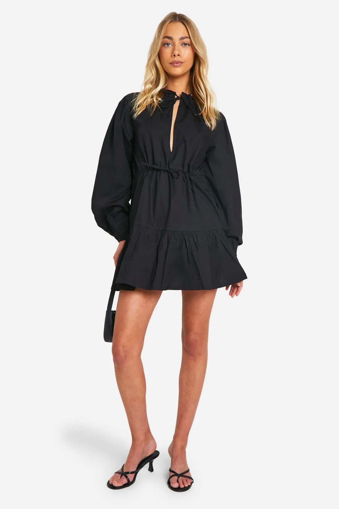 Cotton Poplin Ruched Smock Dress | boohoo (US & Canada)