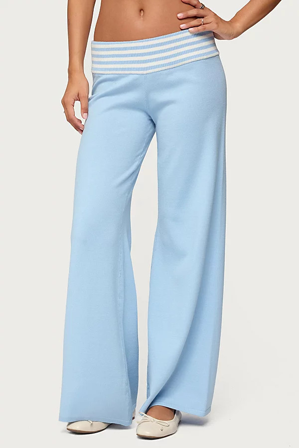 Edikted Clarisse Stripey Flared Knit Pants | Urban Outfitters (US and RoW)