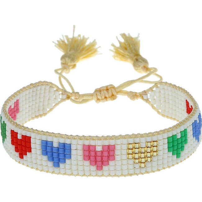 HART | Rainbow Hearts Beaded Bracelet (Gold, One Size) | Maisonette | Maisonette