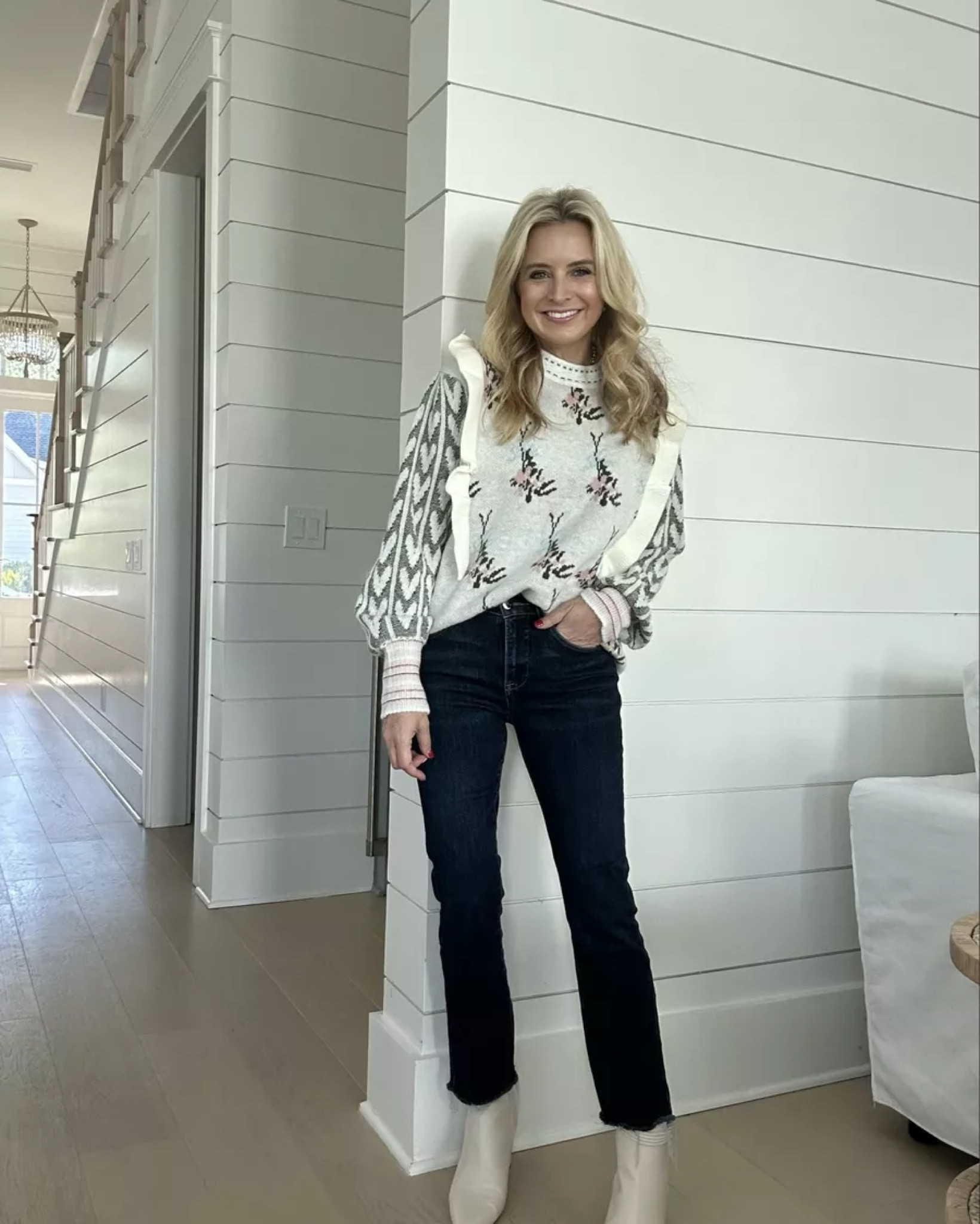 Cutest sweater for the winter season! Wearing it with my fave dark wash denim. Size small sweater. Size 25 denim. Code FANCY15 for 15% off

#LTKFindsUnder100 #LTKSeasonal #LTKStyleTip