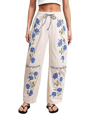 Kedera Mid Rise Barrel Jeans for Women Embroidered Wide Leg Denim Pants Boyfriend Baggy Jeans wit... | Amazon (US)