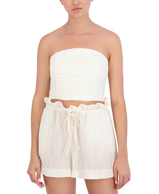 BCBG NEW YORK Women's Plisse Strapless Smocked Back Crop Top - Macy's | Macy's