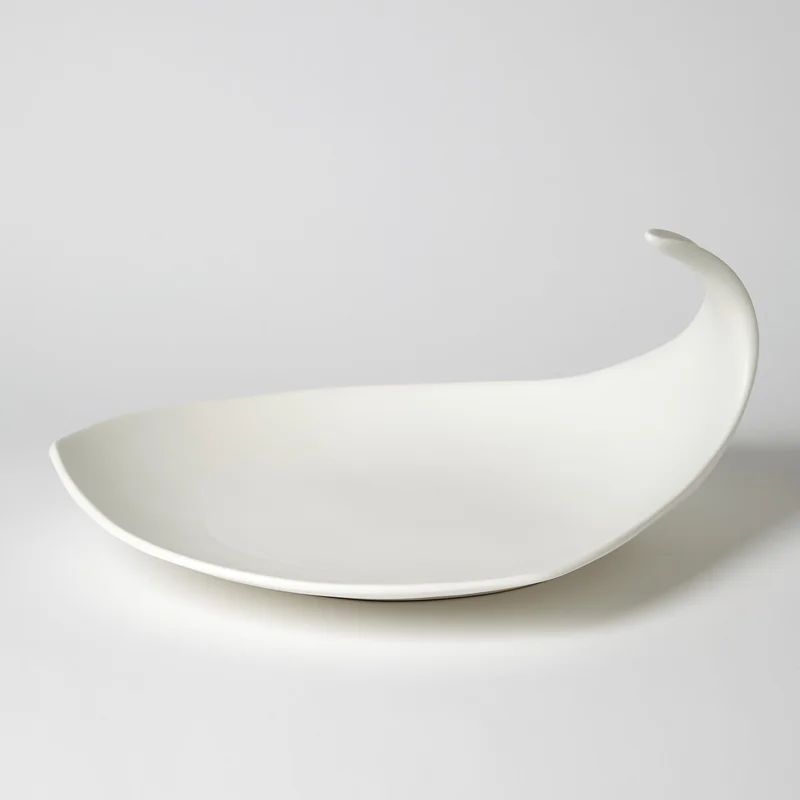 Ceramic Abstract Contemporary Decorative Bowl in Matte White | Wayfair North America