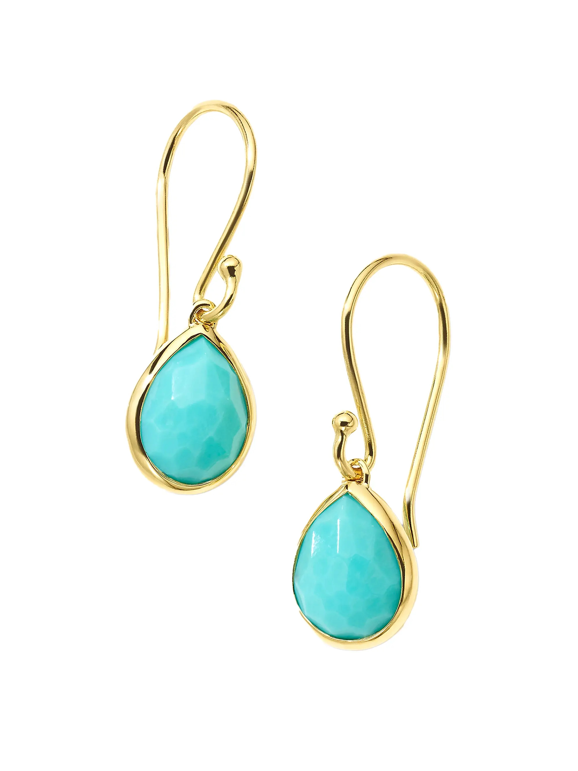 Teeny 18K Green Gold & Turquoise Teardrop Earrings | Saks Fifth Avenue