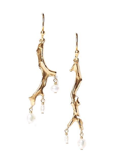 Coral 18K-Gold-Plated & Pearl Drop Earring | Saks Fifth Avenue