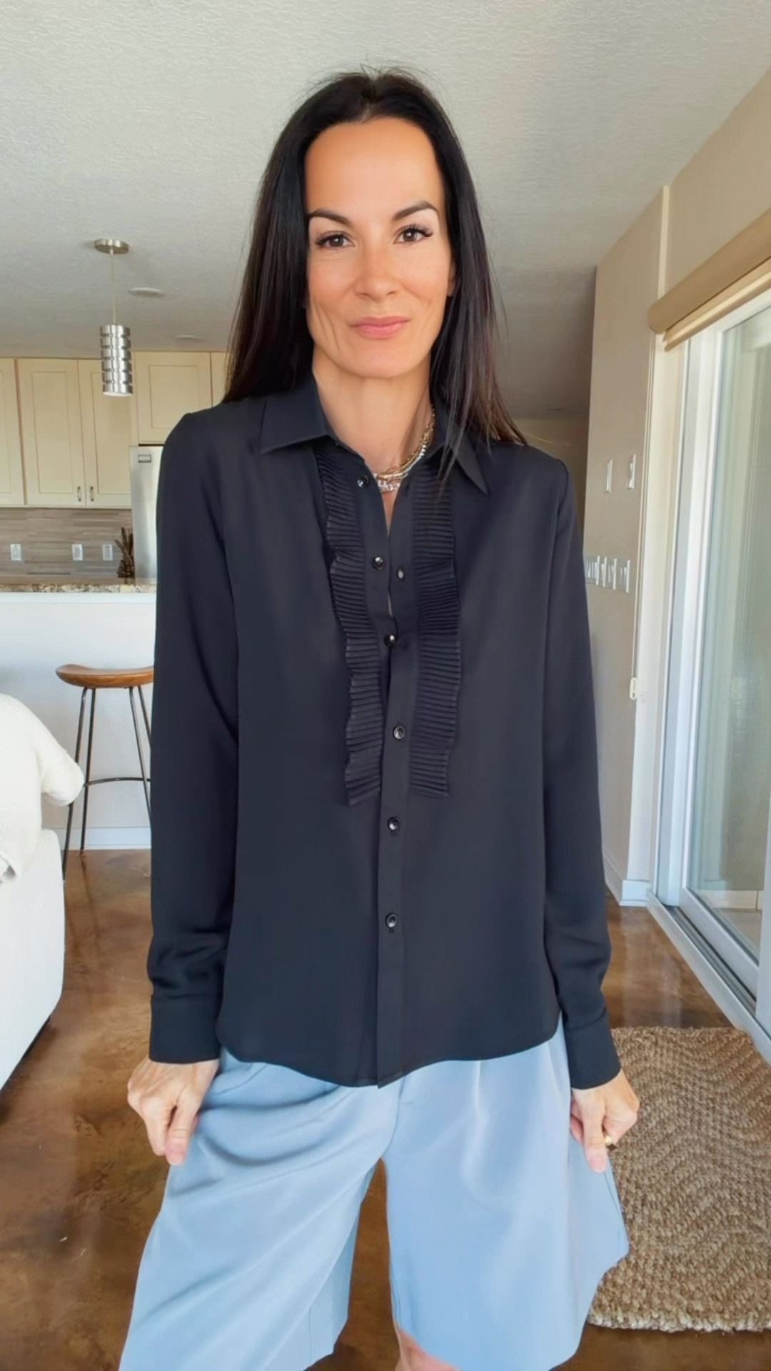 There’s something about an all-black moment that just hits differently.

This tux blouse has that perfect mix of classic and dramatic, and paired with these tailored shorts it gives a little effortless chic energy. 🖤

I kept everything else simple — oversized sunnies, a few layered chains, and this vintage Chanel belt bag that might be one of my favorite pieces in my closet.




#NicoleColeeStyle
#EffortlessChic
#LuxuryStyle
#Over40Style
#LTKFinds




#LTKootd #LTKgrwm #LTKdayinmylife