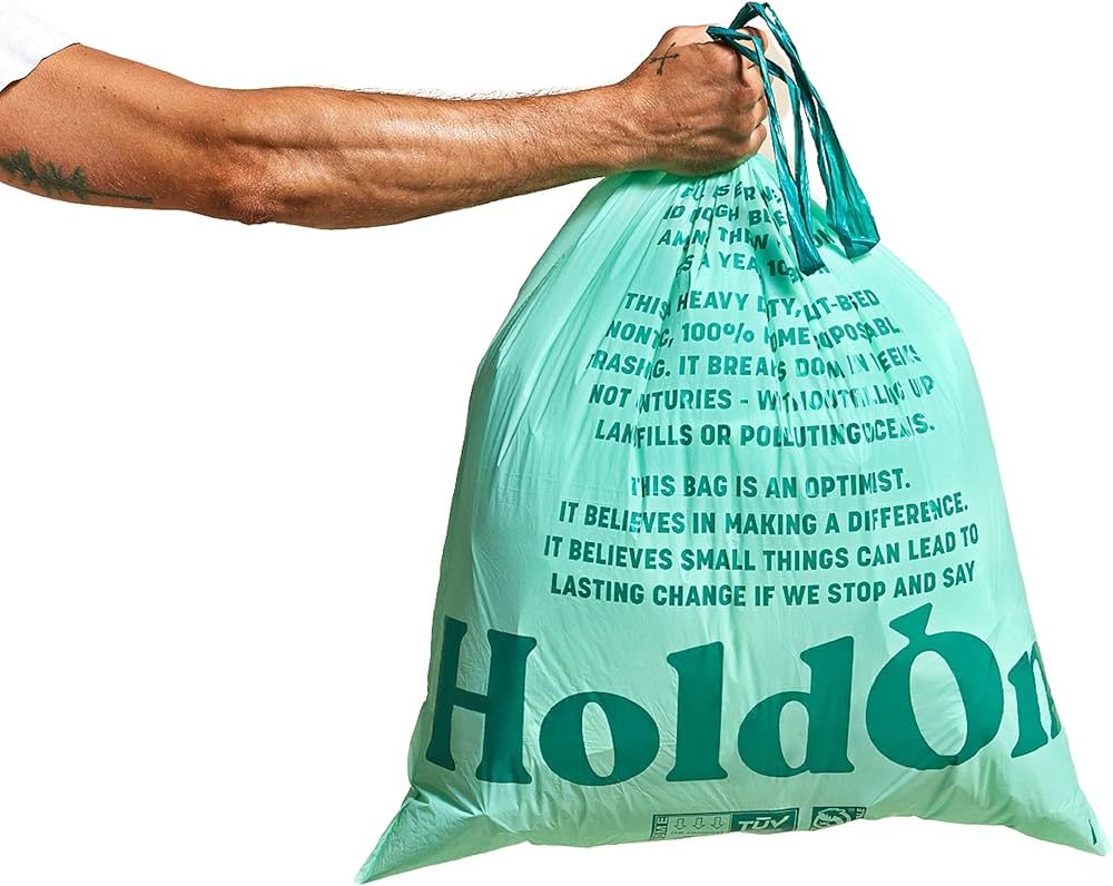 HoldOn Large Trash Bags 13 Gallon – Plant-Based Garbage Bags with Drawstring Handles for Tall T... | Amazon (US)