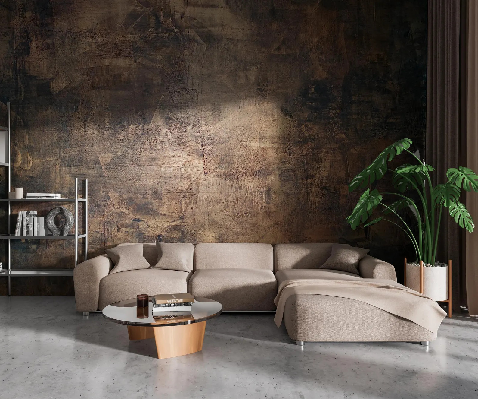 Concrete Stone Texture Wallpaper • Brown Marble Look Wall Mural • Rustic Peel and Stick | Etsy (US)