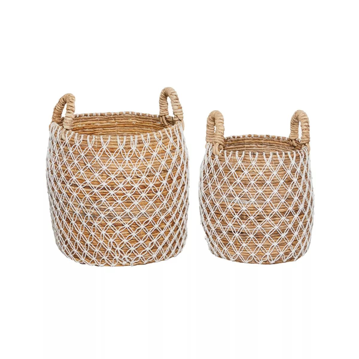 2pk Banana Leaf Storage Baskets Brown/White - Olivia & May | Target