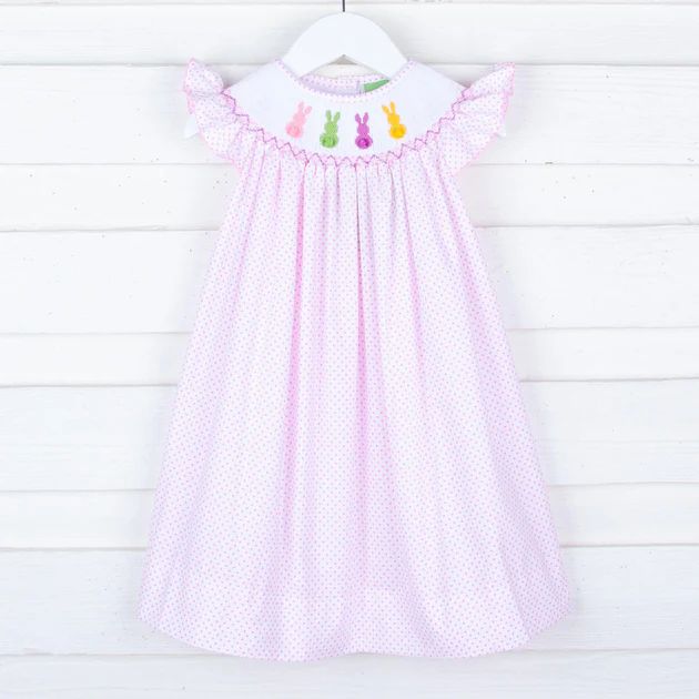 Peeps Smocked Dress Candy Pink Polka Dot | Classic Whimsy