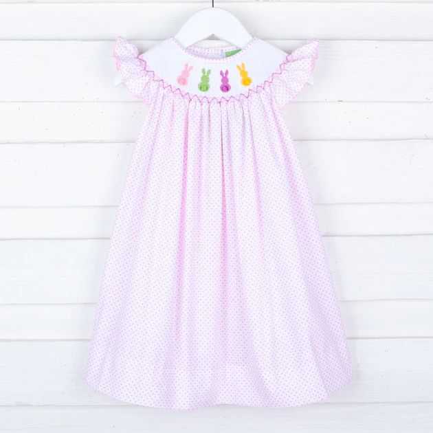 Peeps Smocked Dress Candy Pink Polka Dot | Classic Whimsy