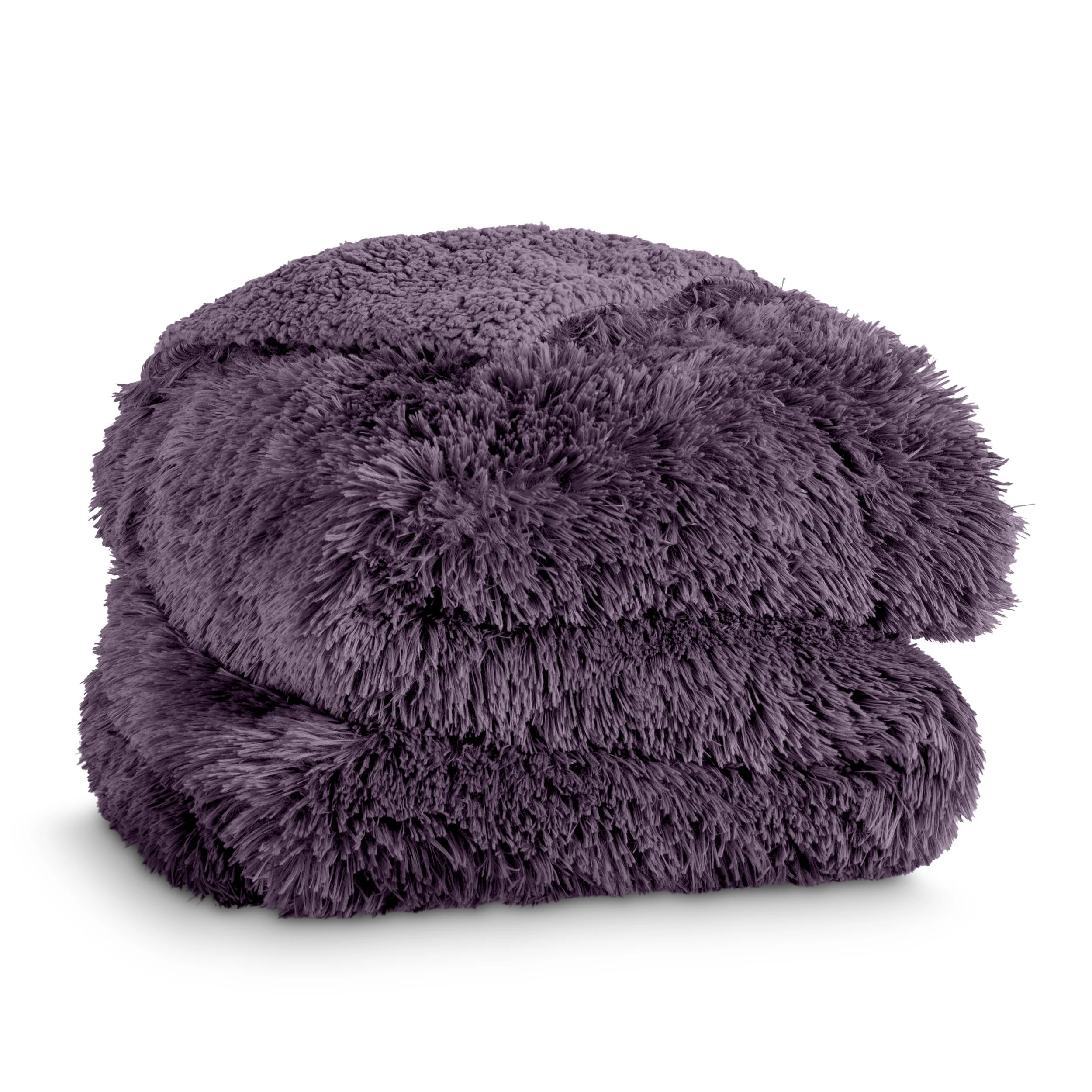 Bare Home Shaggy Blanket - 90" x 90" - Ultra Soft Fleece - Full/Queen, Eggplant | Walmart (US)