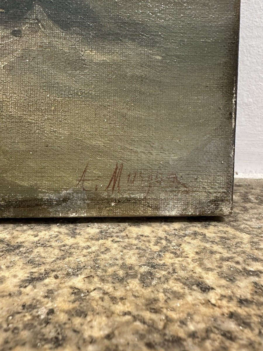 Antique Oil on Canvas Signed: Battle Naval Painter of The Marine? | eBay US