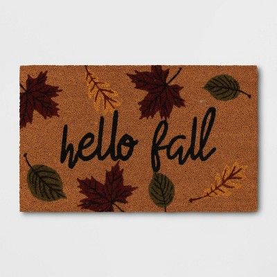 1'6"x2'6" 'Hello' Fall Leaves Doormat Natural - Threshold™ | Target