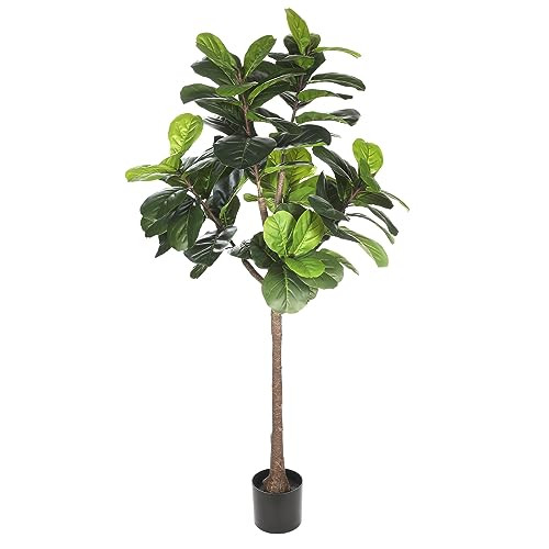 ​Realead 5ft Fiddle Leaf Fig Tree Artificial - Large Fake Fig Leaf Tree with 78 Leaves - Tall Faux Plants in Plastic Nursery Pot for Modern Home Office Living Room Indoor Decor | Amazon (US)