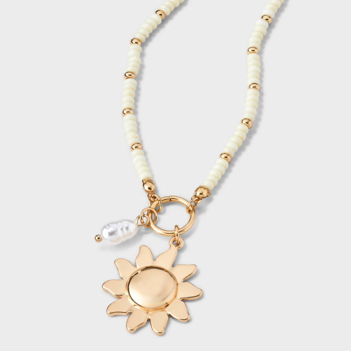 Seedbead Sun Charm Pendant Necklace - A New Day™ White | Target