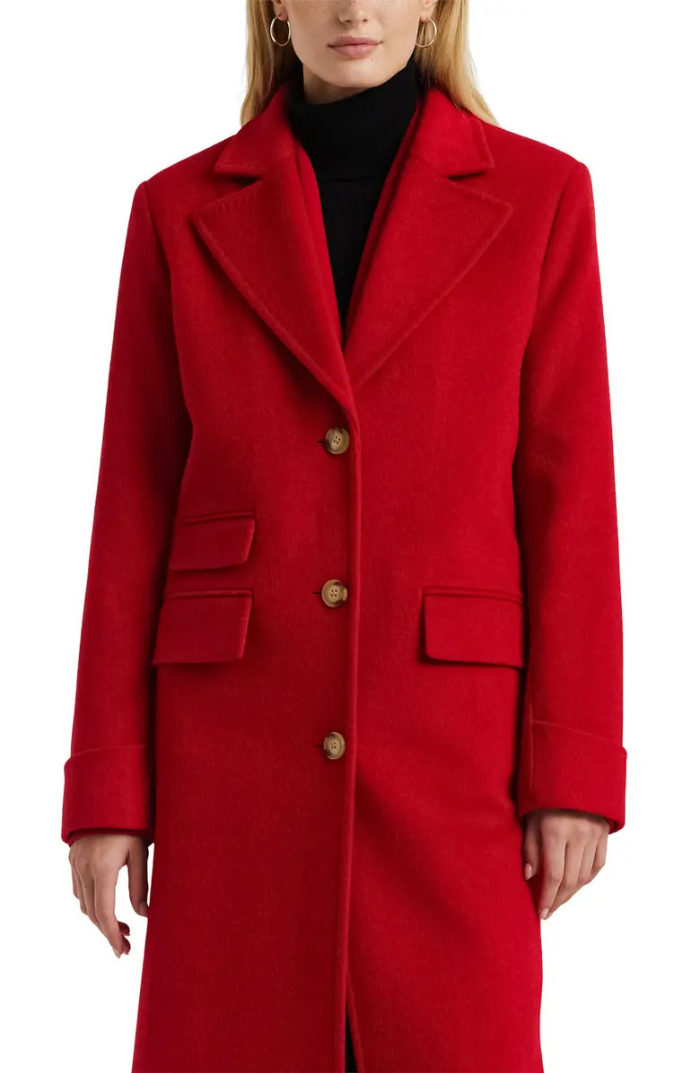 Lauren Ralph Lauren Longline Wool Blend Reefer Coat | Nordstrom | Nordstrom