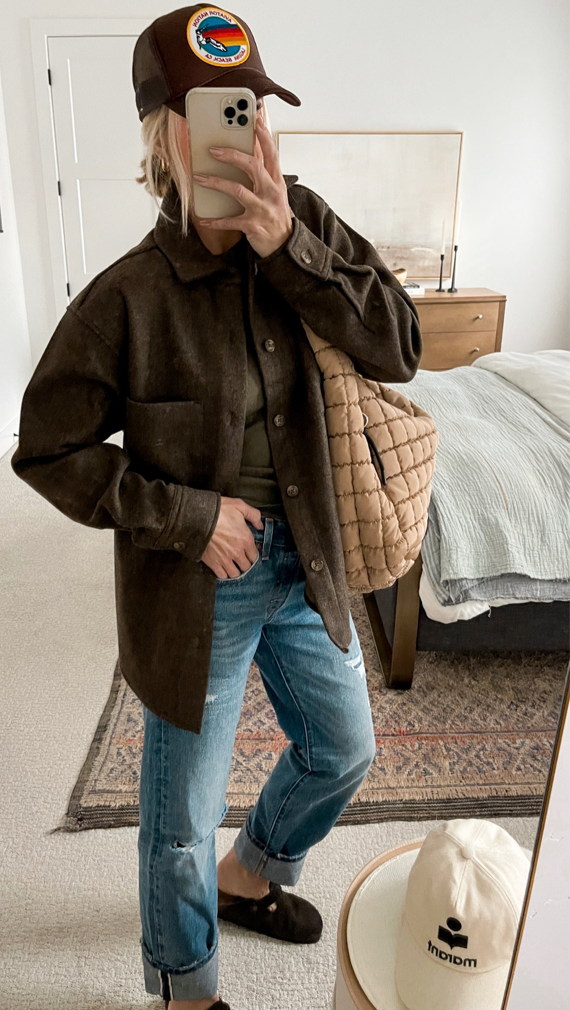 Mens shirt jacket, wearing size
Small! I cannot believe what amazing quality this is, and SO soft. A beautiful, rich brown. I might actually grab one for my husband too! 

#LTKSeasonal #LTKover40 #LTKstyletip