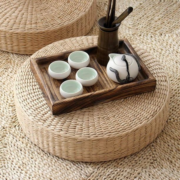 40cm/50cm Tatami Cushion Chair Seat Handmade Natural Straw Round Straw Weave Pillow Home Floor Me... | Walmart (US)