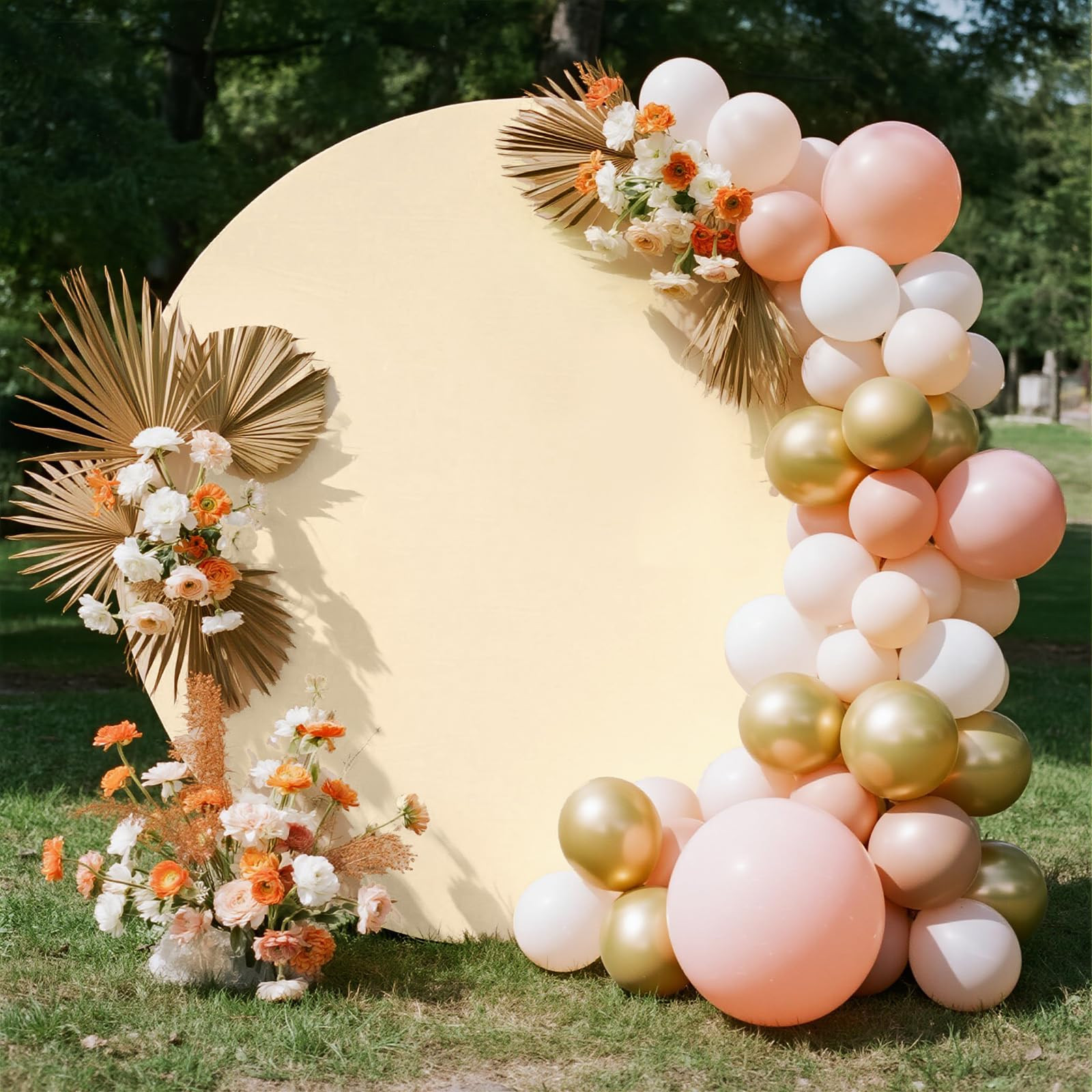 6.5FT White Round Backdrop Cover for Thanksgiving Christmas Wedding,Circle Balloon Arch Backgound... | Amazon (US)