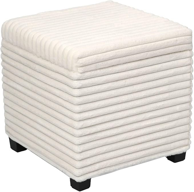 ABHENG 17.7 inches Faux Fur Ottomans Cube with Legs, Metal Framed Vanity Stool Chair Storage Otto... | Amazon (US)