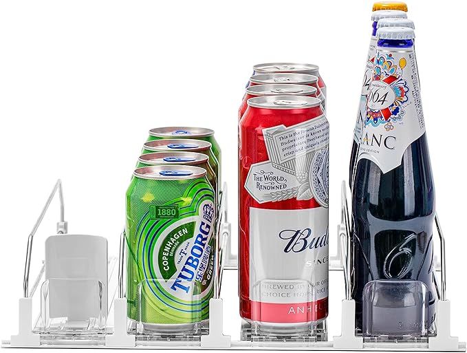 Drink Organizer for Fridge, Self-Pushing Soda Can Organizer for Counter Refrigerator, Width Adjus... | Amazon (US)