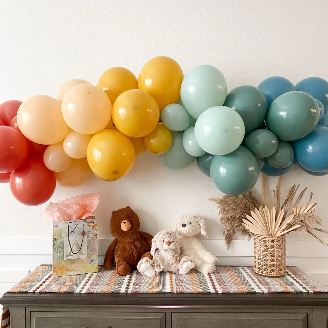 Boho Rainbow Balloon Garland: Burnt Orange, Mustard, Sage - Etsy | Etsy (US)