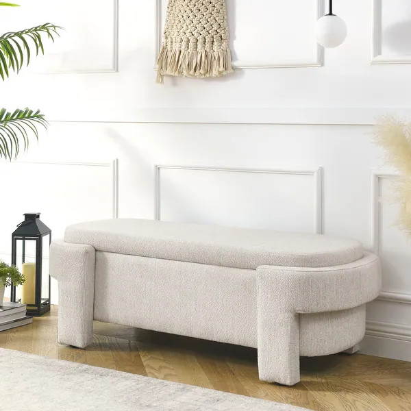 Fabric Upholstered Bench with Large Storage Space for the Living Room, Entryway and Bedroom - Bed... | Bed Bath & Beyond
